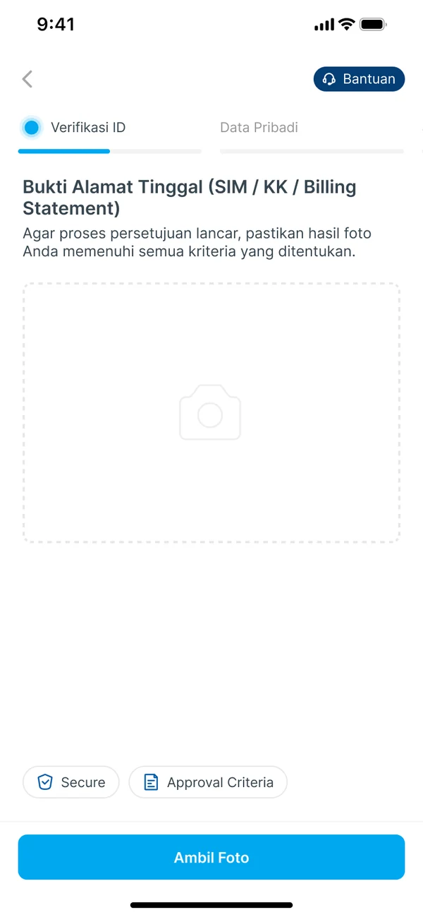 Upload proof of address: a driving licence, family card or billing statement