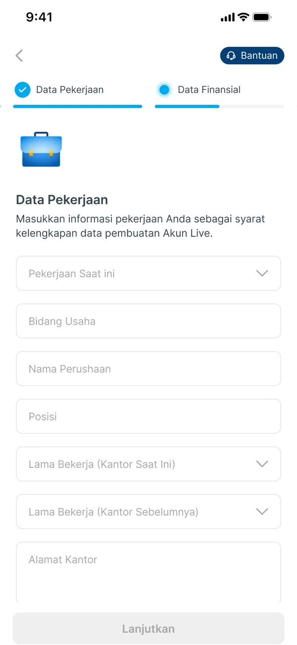 The Data Pekerjaan form