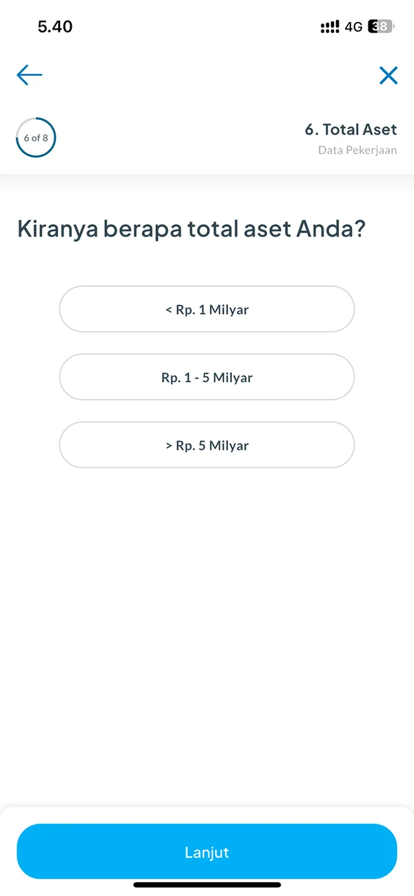 Question 6 of the risk profile: what are your total assets?